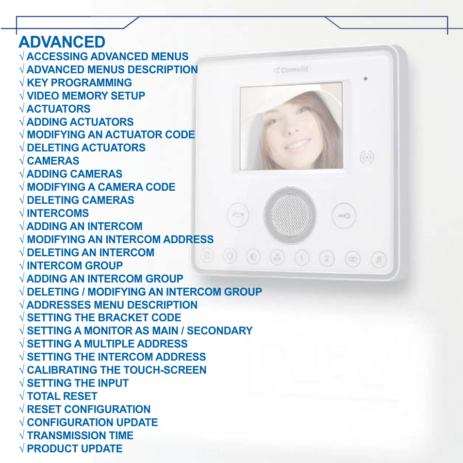 Advanced | Comelit MT 6101WM-6101BM User Manual | Page 44 / 116