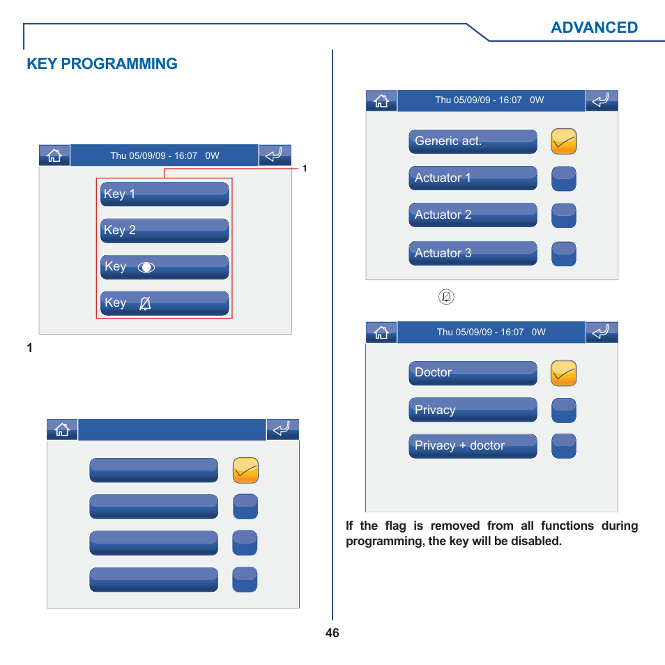 Advanced, Key programming | Comelit MT 6101WM-6101BM User Manual | Page 46 / 116