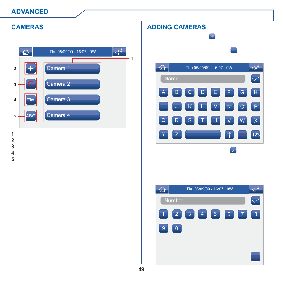 Advanced, Cameras, Adding cameras | Comelit MT 6101WM-6101BM User Manual | Page 49 / 116