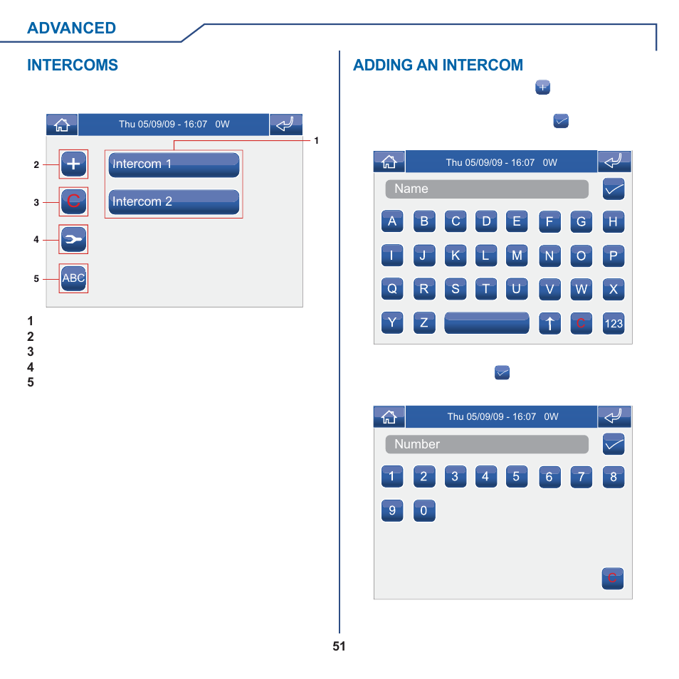 Advanced, Intercoms, Adding an intercom | Comelit MT 6101WM-6101BM User Manual | Page 51 / 116