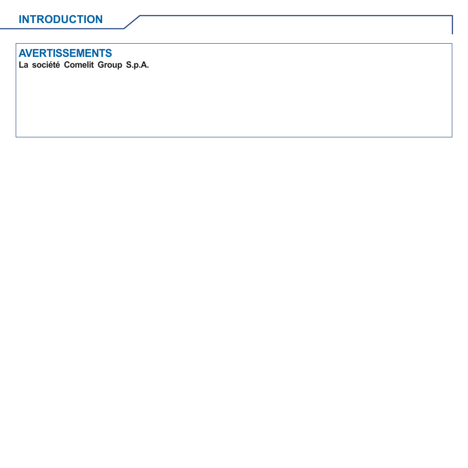 Avertissements, Introduction | Comelit MT 6101WM-6101BM User Manual | Page 59 / 116