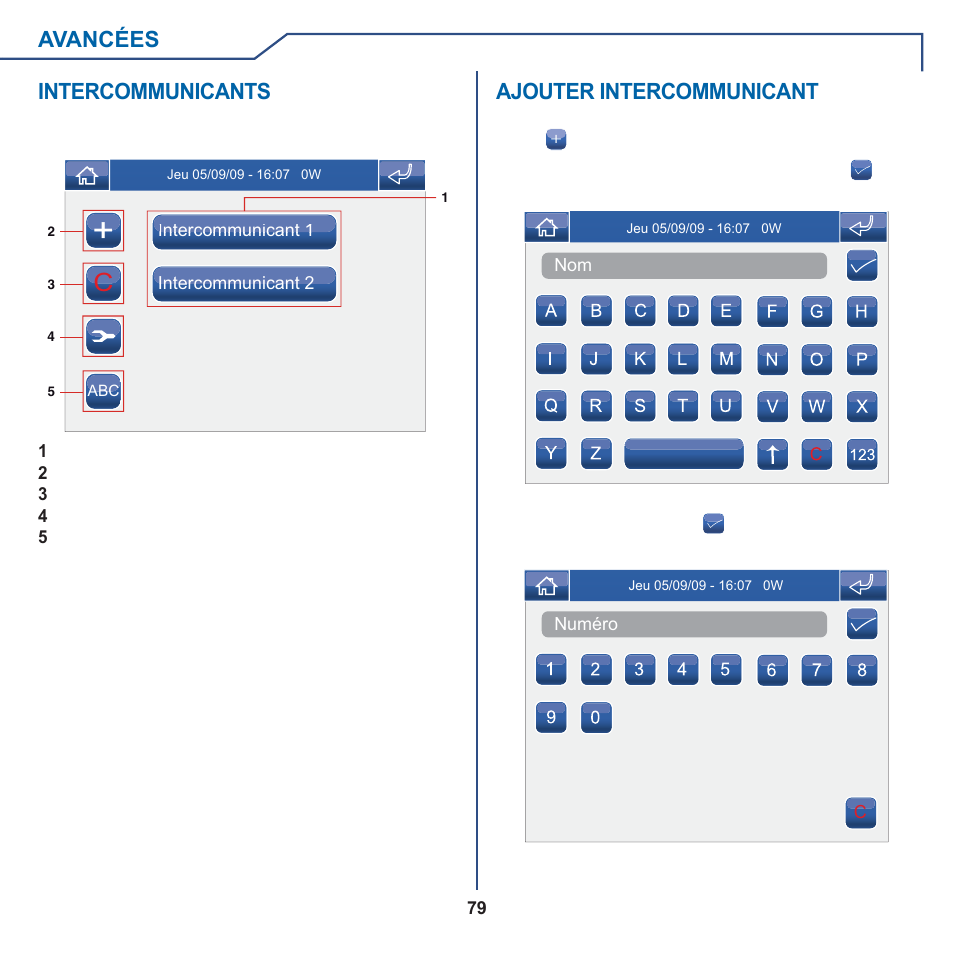 Avancées, Intercommunicants, Ajouter intercommunicant | Comelit MT 6101WM-6101BM User Manual | Page 79 / 116