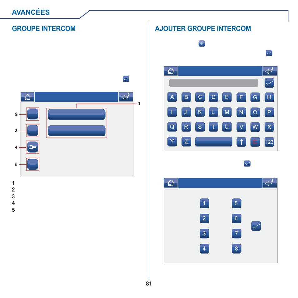 Avancées, Groupe intercom, Ajouter groupe intercom | Comelit MT 6101WM-6101BM User Manual | Page 81 / 116