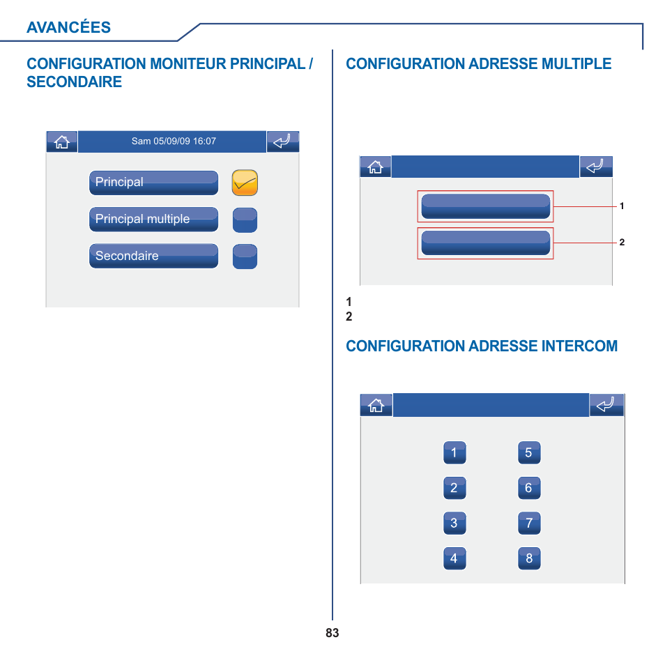 Configuration adresse multiple, Configuration adresse intercom | Comelit MT 6101WM-6101BM User Manual | Page 83 / 116