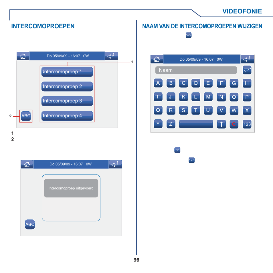 Videofonie, Intercomoproepen, Naam van de intercomoproepen wijzigen | Comelit MT 6101WM-6101BM User Manual | Page 96 / 116