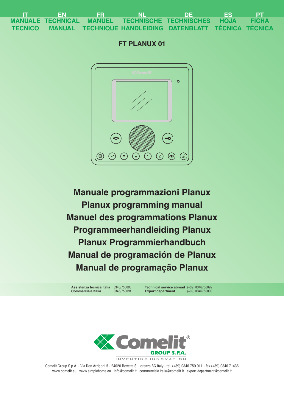 Comelit FT PLANUX 01 User Manual | 44 pages