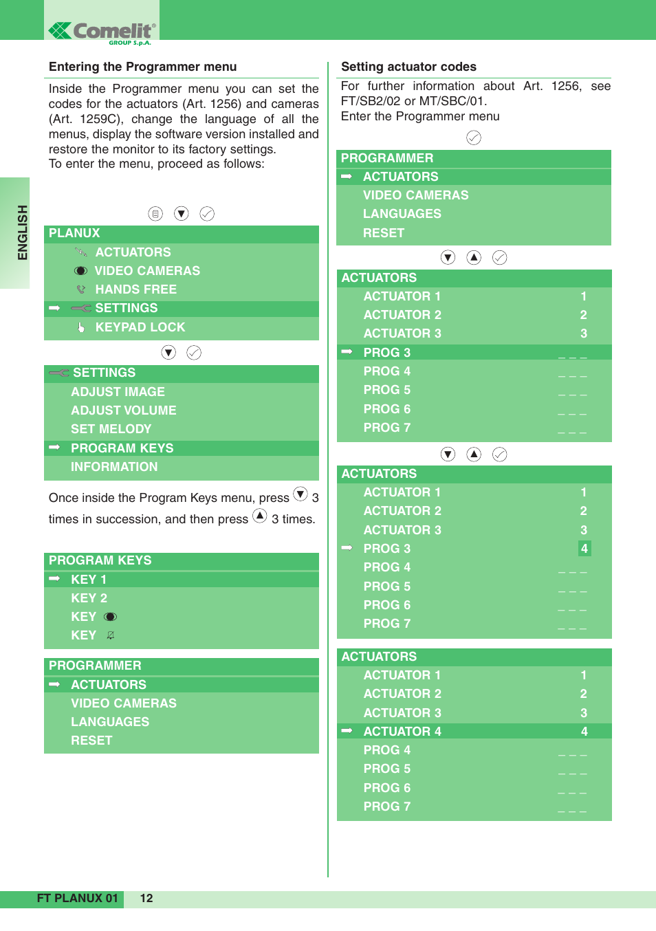 Comelit FT PLANUX 01 User Manual | Page 12 / 44