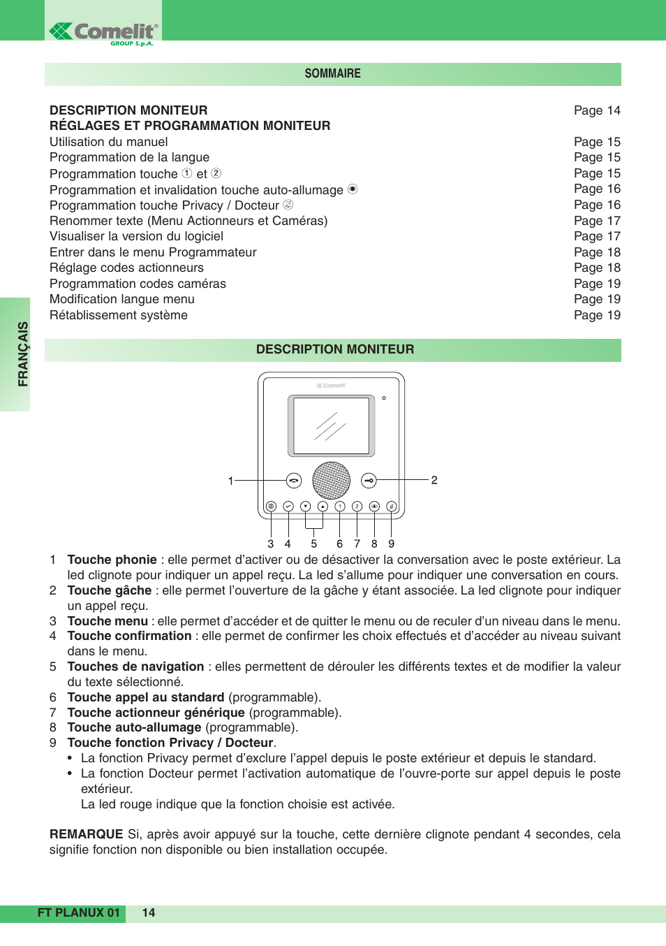 Comelit FT PLANUX 01 User Manual | Page 14 / 44