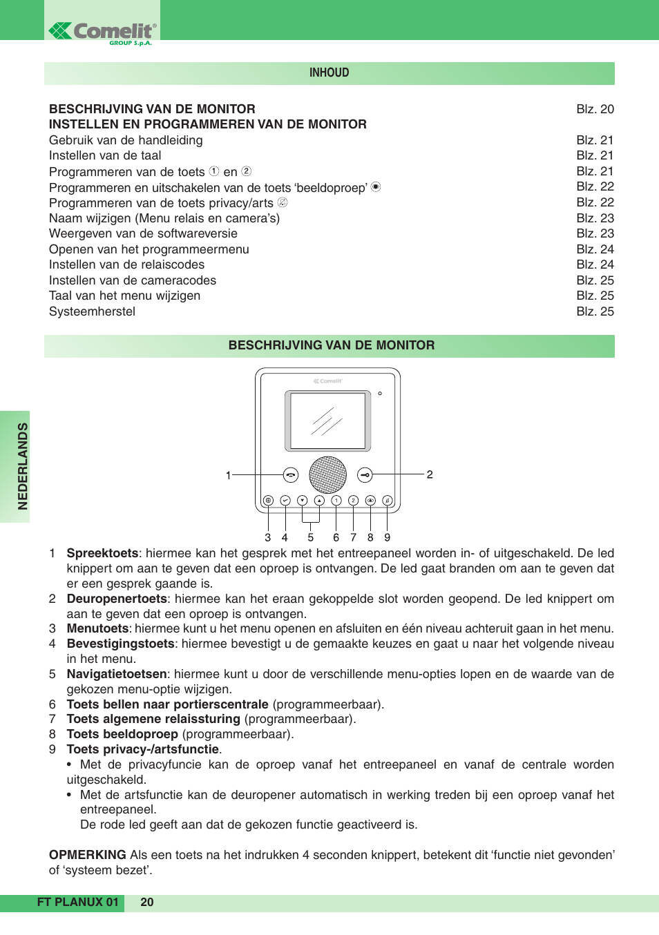 Comelit FT PLANUX 01 User Manual | Page 20 / 44