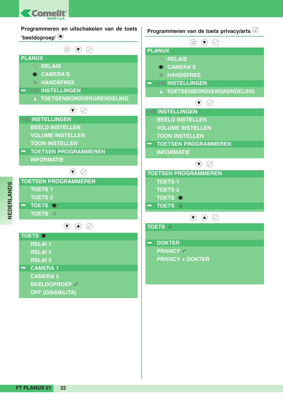 Comelit FT PLANUX 01 User Manual | Page 22 / 44