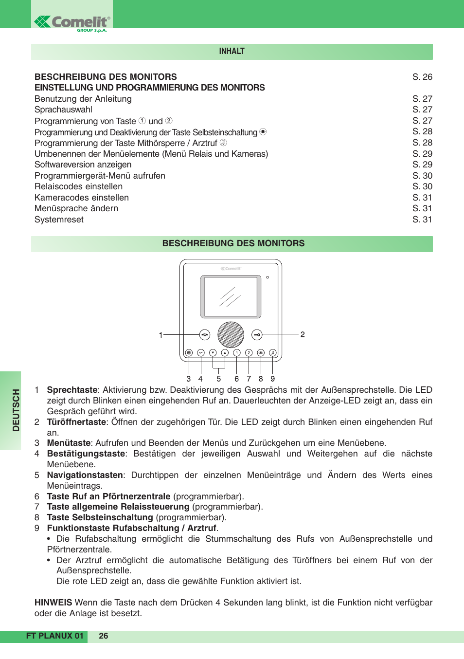 Comelit FT PLANUX 01 User Manual | Page 26 / 44