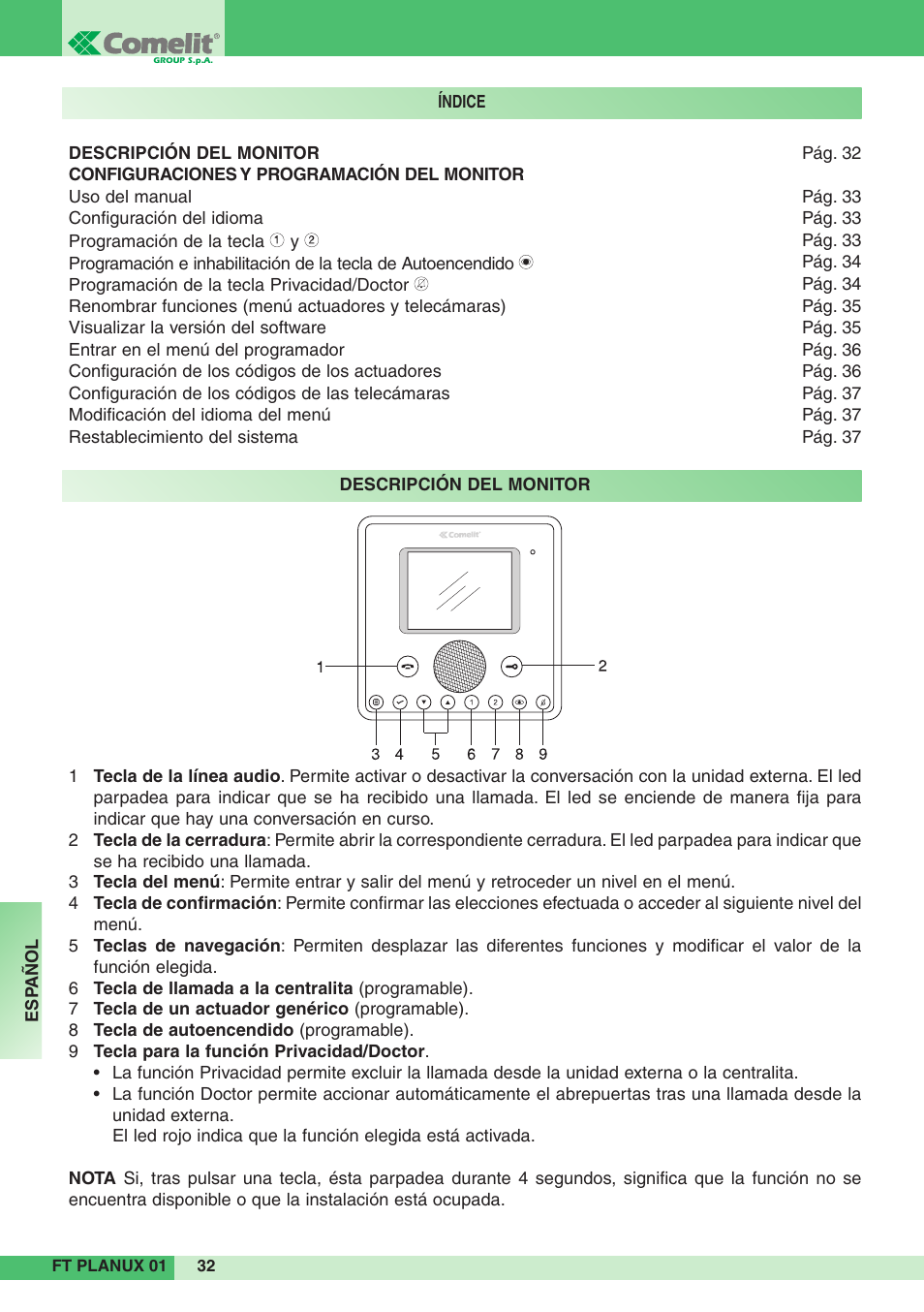 Comelit FT PLANUX 01 User Manual | Page 32 / 44