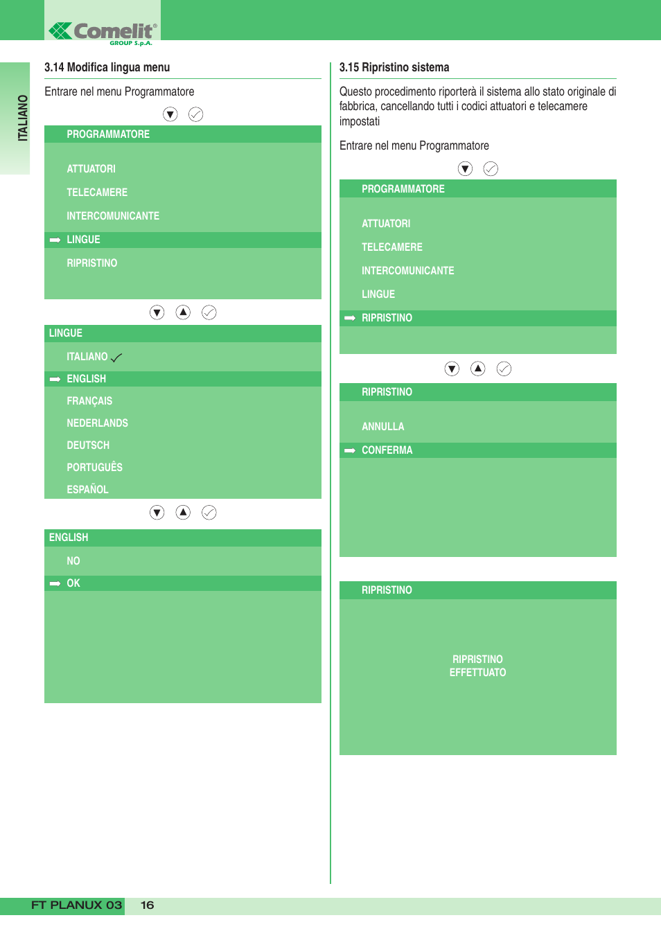 Comelit FT PLANUX 03 User Manual | Page 16 / 48