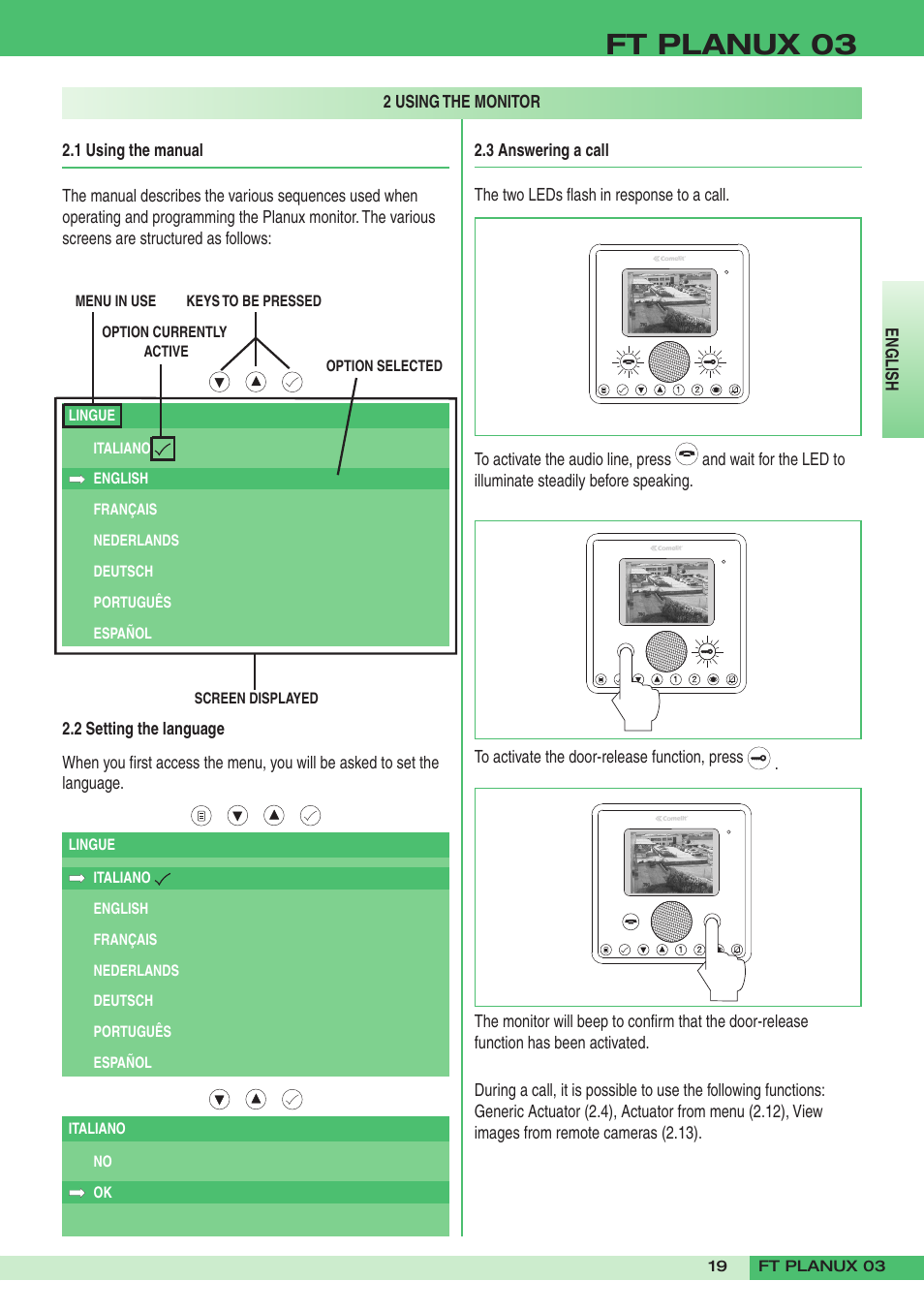 Ft planux 03 | Comelit FT PLANUX 03 User Manual | Page 19 / 48