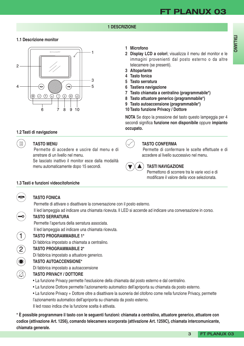 Ft planux 03 | Comelit FT PLANUX 03 User Manual | Page 3 / 48