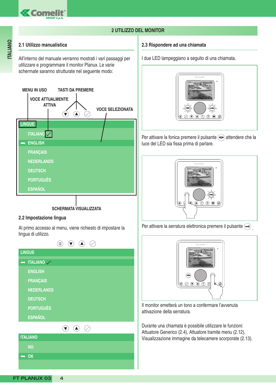 Comelit FT PLANUX 03 User Manual | Page 4 / 48