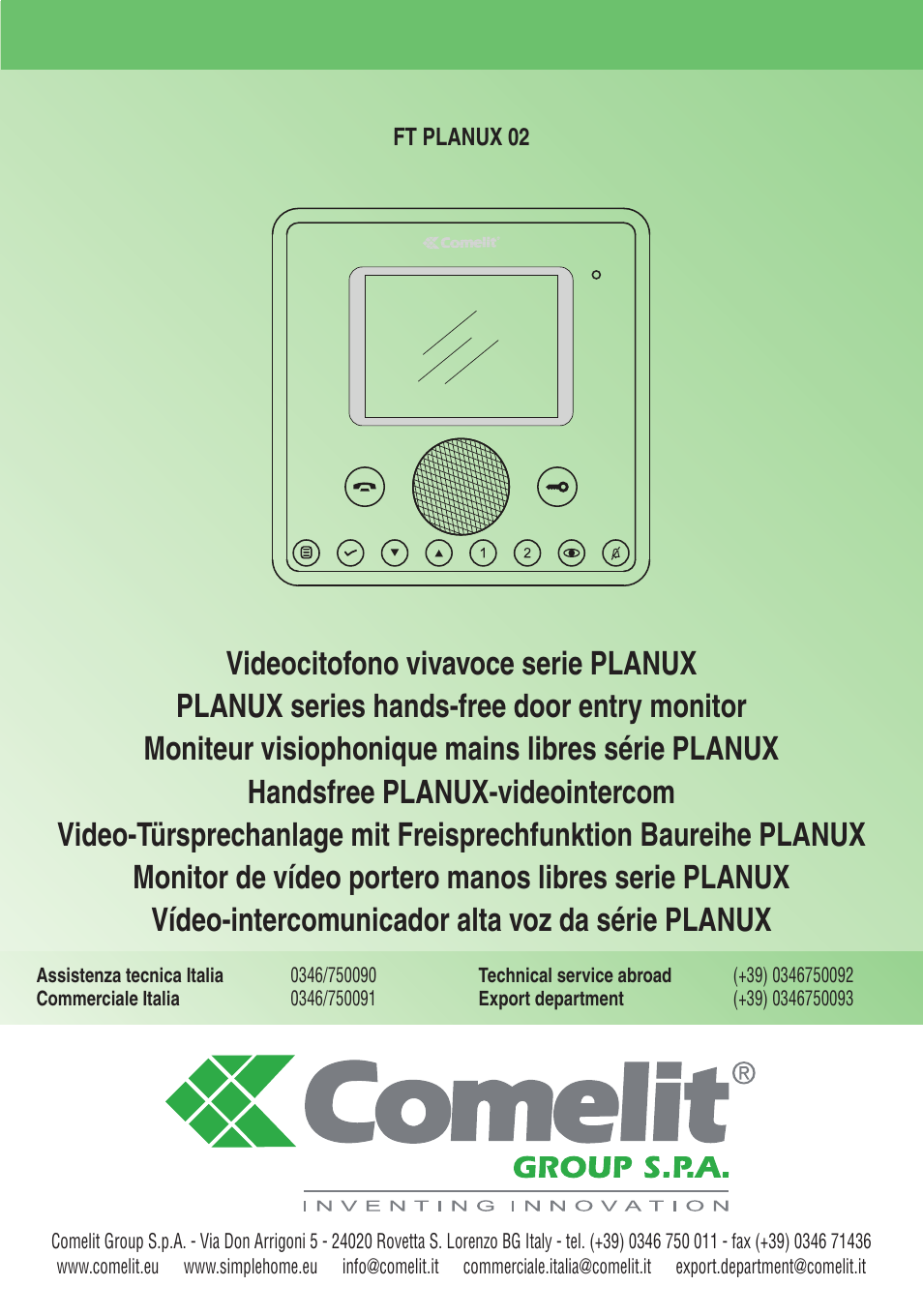 Comelit FT PLANUX 02 User Manual | 48 pages