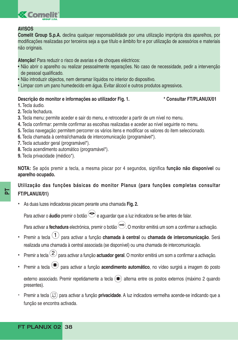 Comelit FT PLANUX 02 User Manual | Page 40 / 48