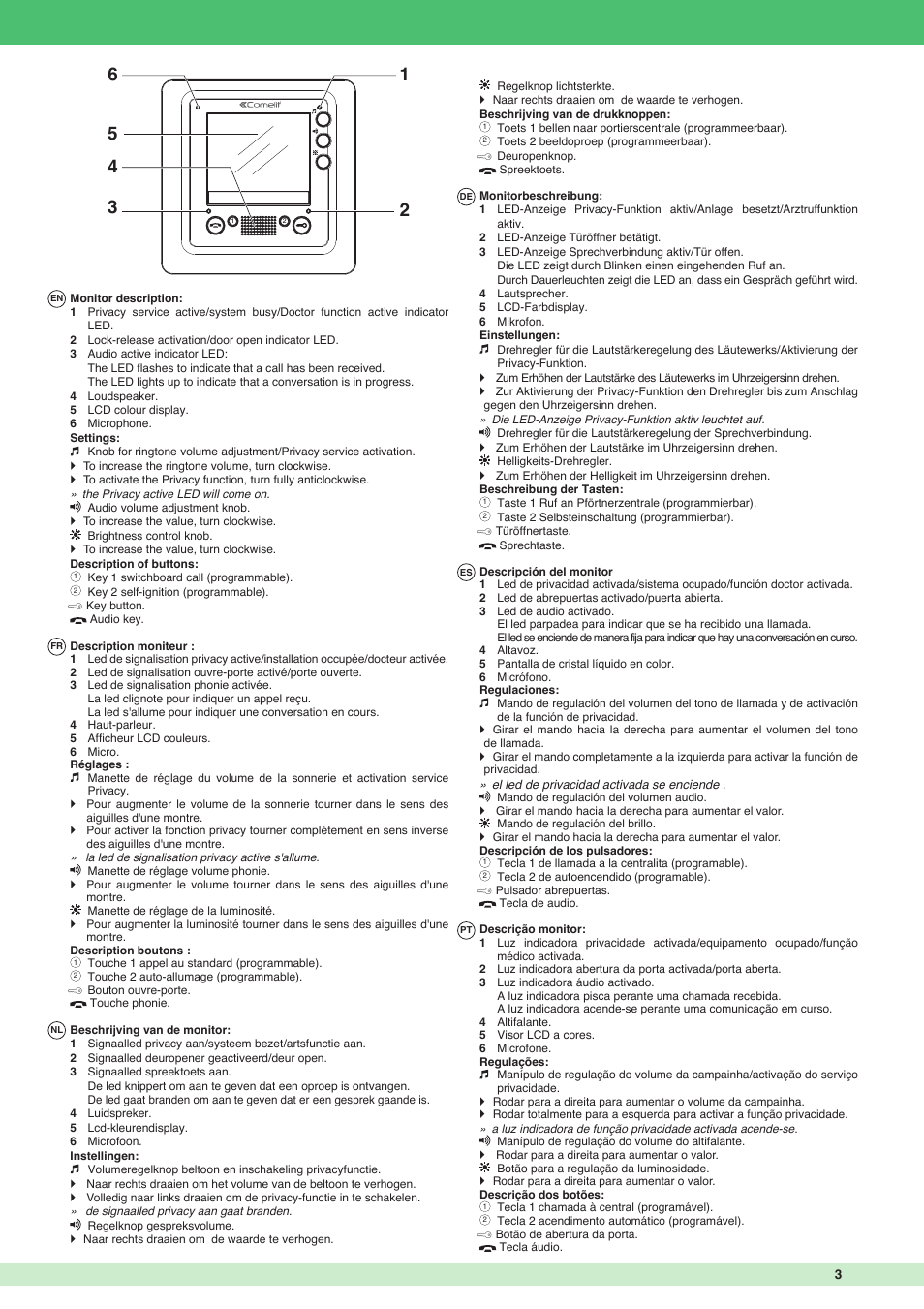 Comelit MT 6302S - 6302S BM User Manual | Page 3 / 20