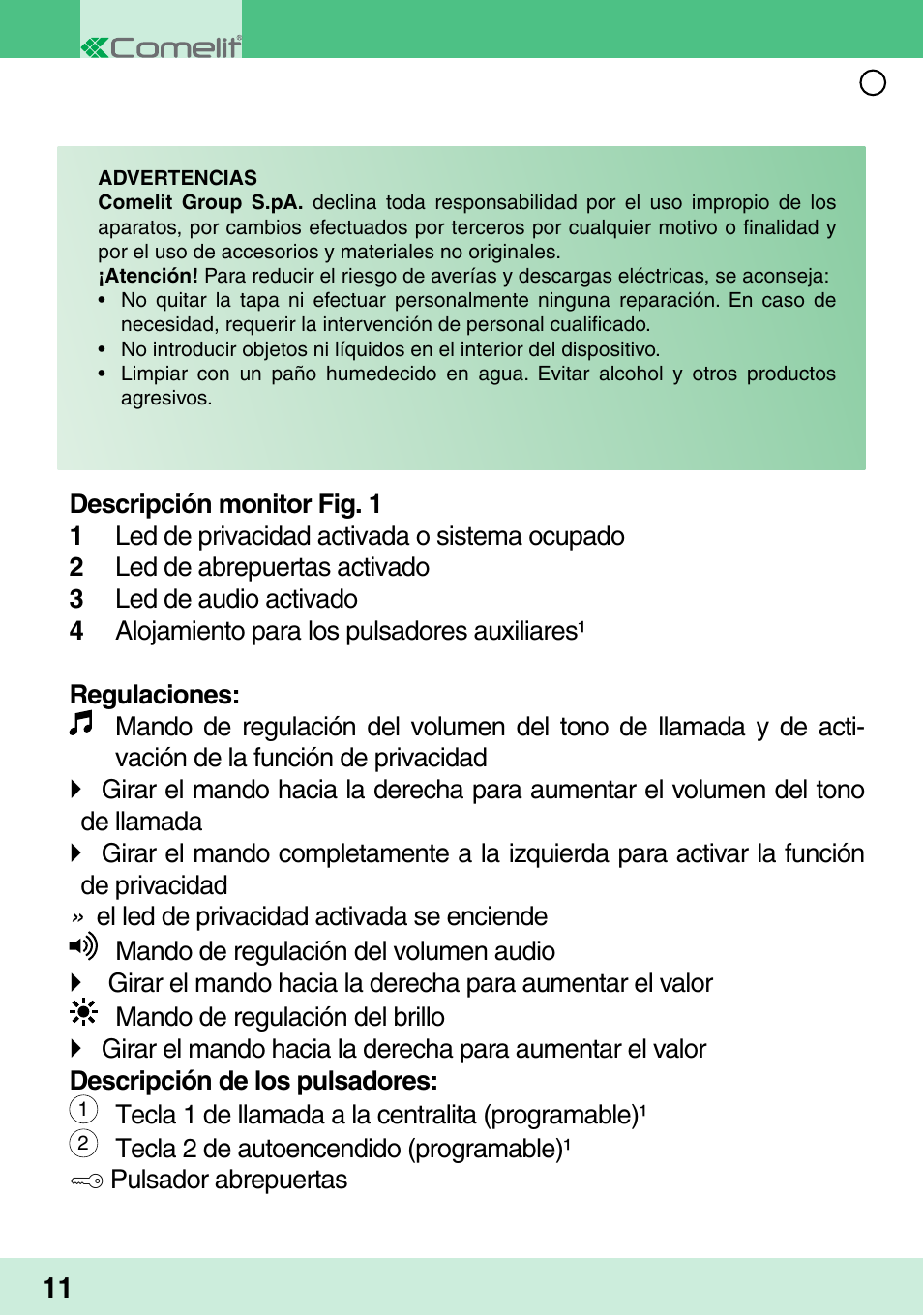 Comelit MU 6302 User Manual | Page 14 / 18