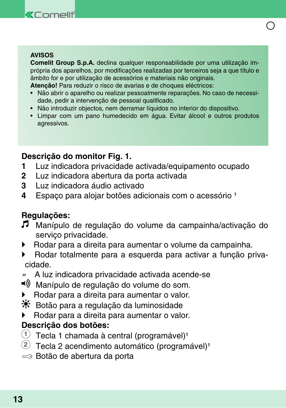 Comelit MU 6302 User Manual | Page 16 / 18