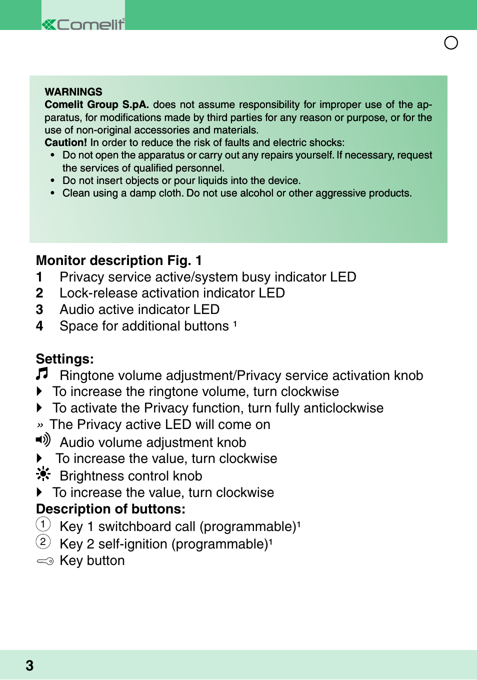 Comelit MU 6302 User Manual | Page 6 / 18