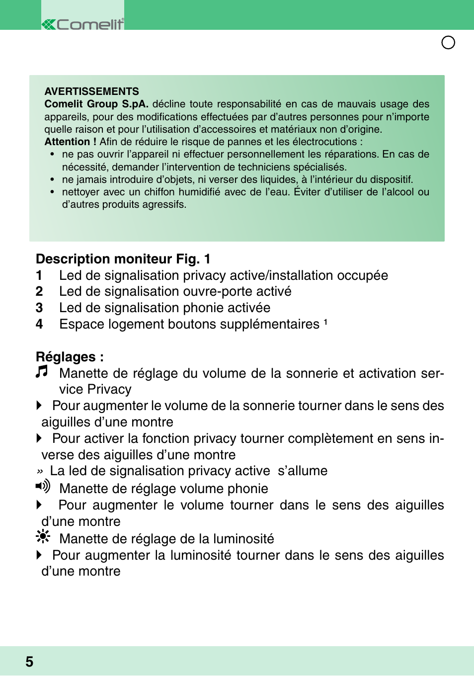 Comelit MU 6302 User Manual | Page 8 / 18