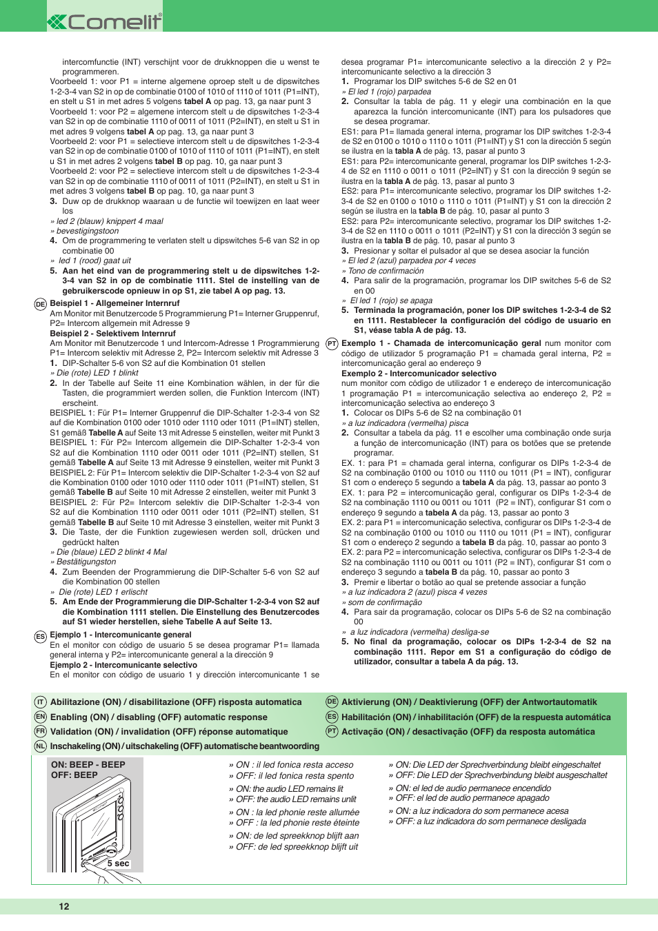 Comelit MT 6302P User Manual | Page 12 / 20