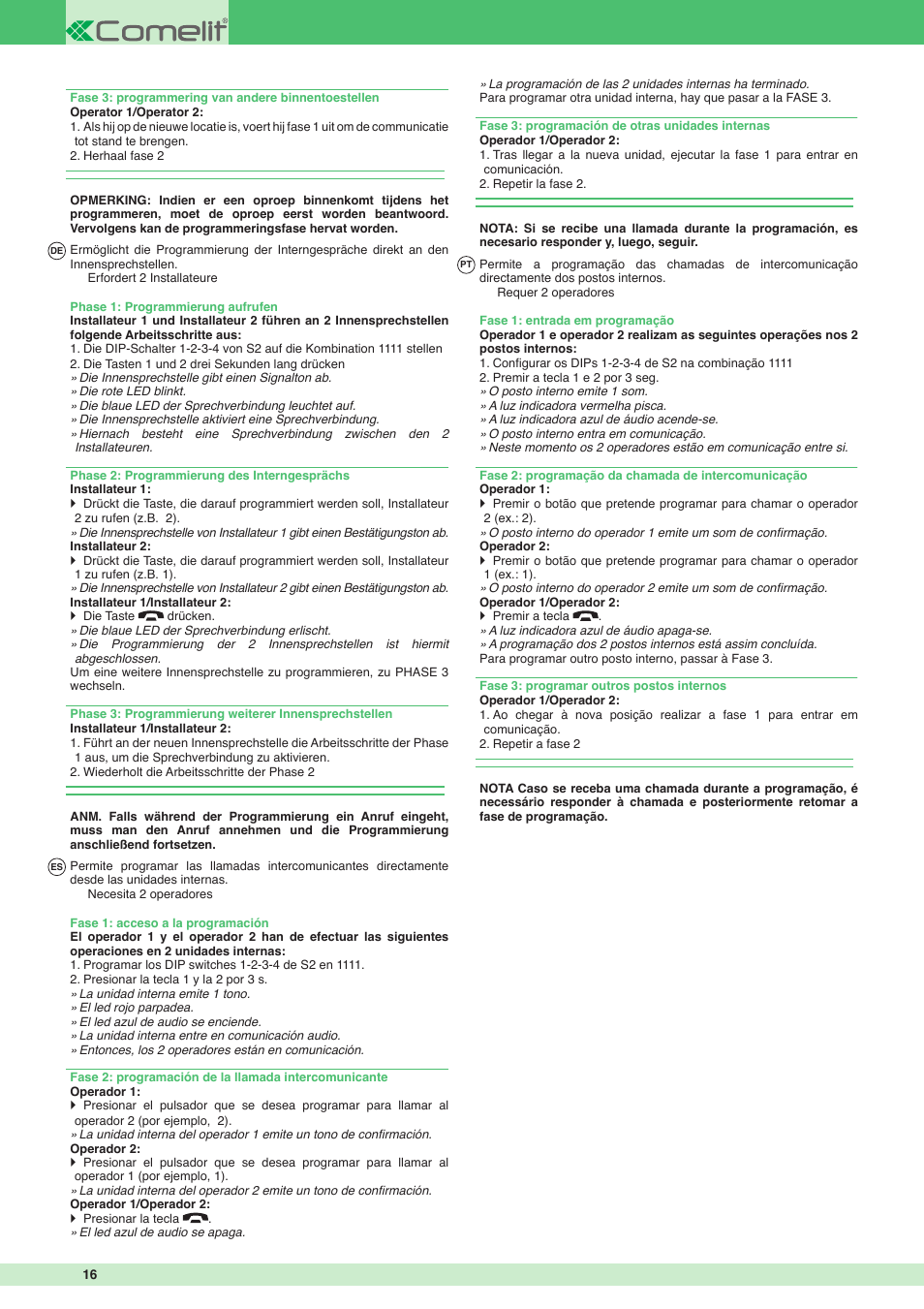 Comelit MT 6302P User Manual | Page 16 / 20