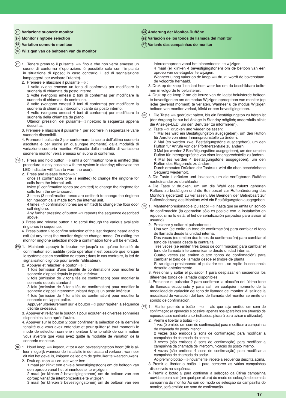 Comelit MT 6302P User Manual | Page 17 / 20