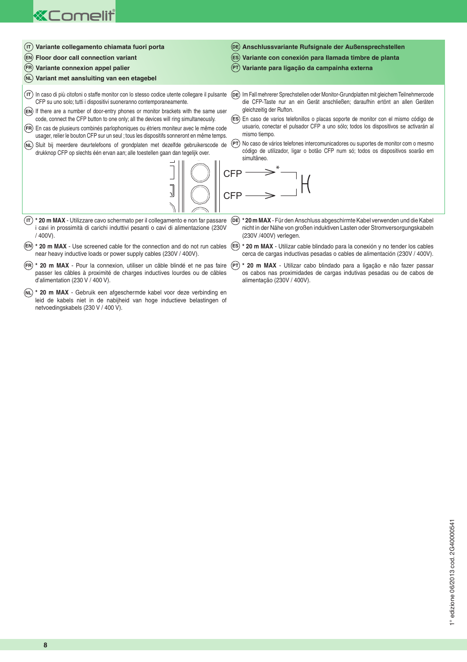 Comelit MT 6401BC User Manual | Page 8 / 8