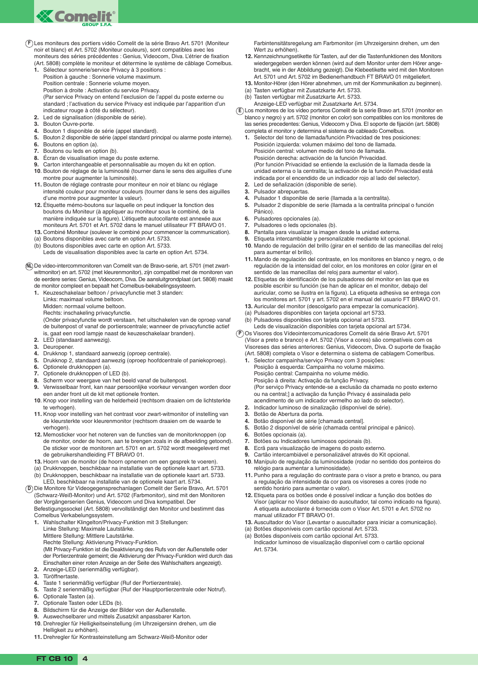 Comelit FT CB 10 User Manual | Page 4 / 12