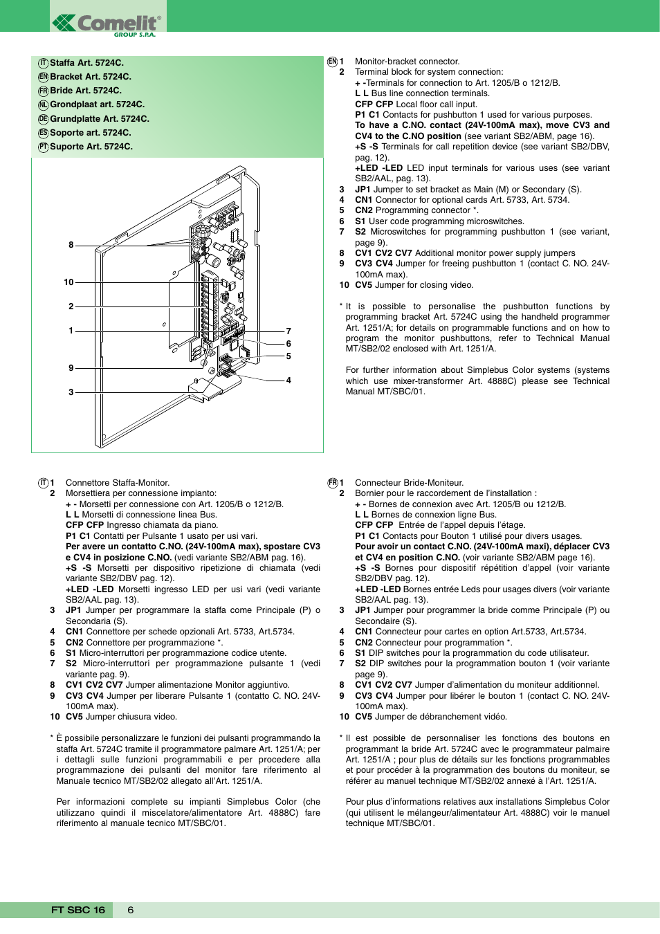 Comelit FT SBC 16 User Manual | Page 6 / 16