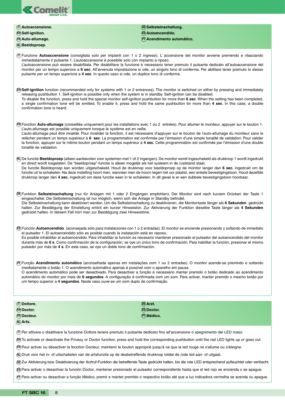 Comelit FT SBC 16 User Manual | Page 8 / 16