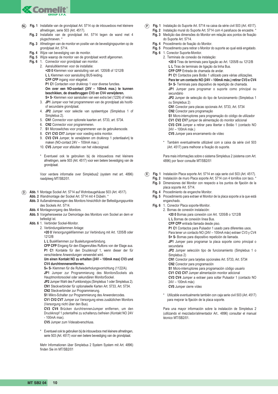 Comelit MT SB2 04 User Manual | Page 10 / 36
