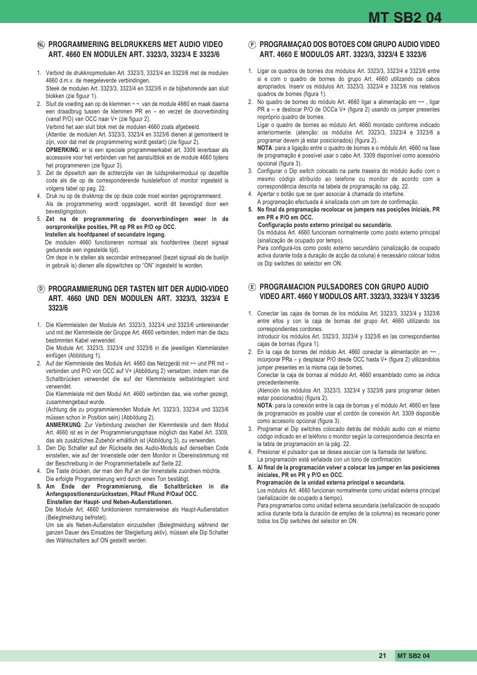 Mt sb2 04 | Comelit MT SB2 04 User Manual | Page 21 / 36