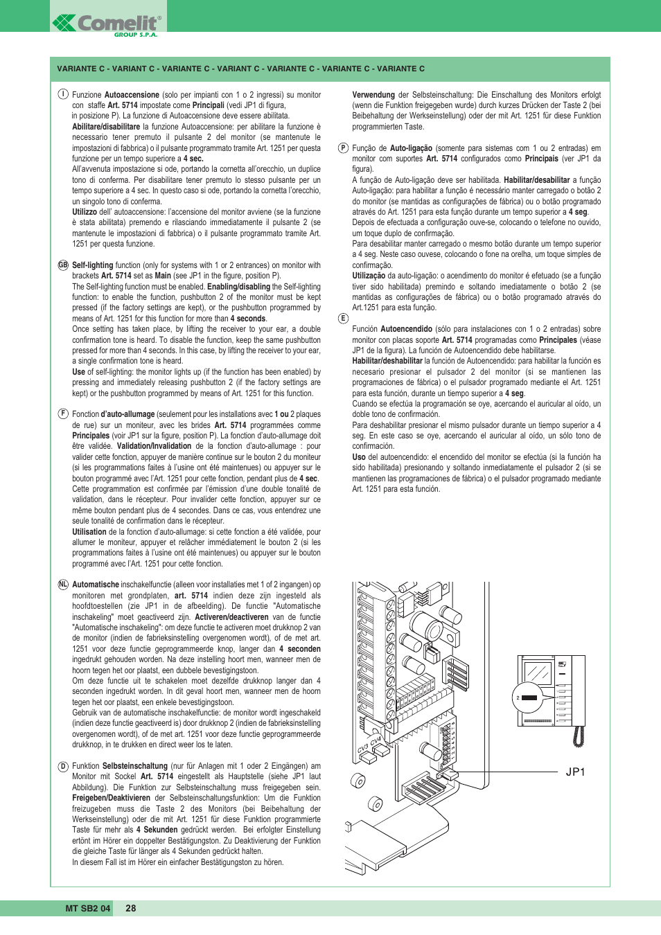 Comelit MT SB2 04 User Manual | Page 28 / 36