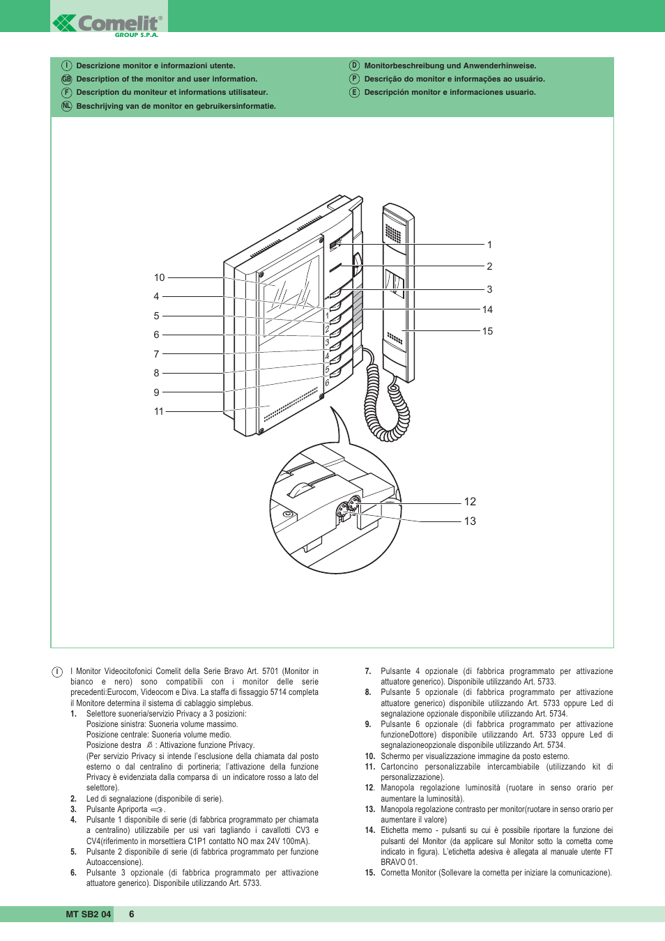 Comelit MT SB2 04 User Manual | Page 6 / 36