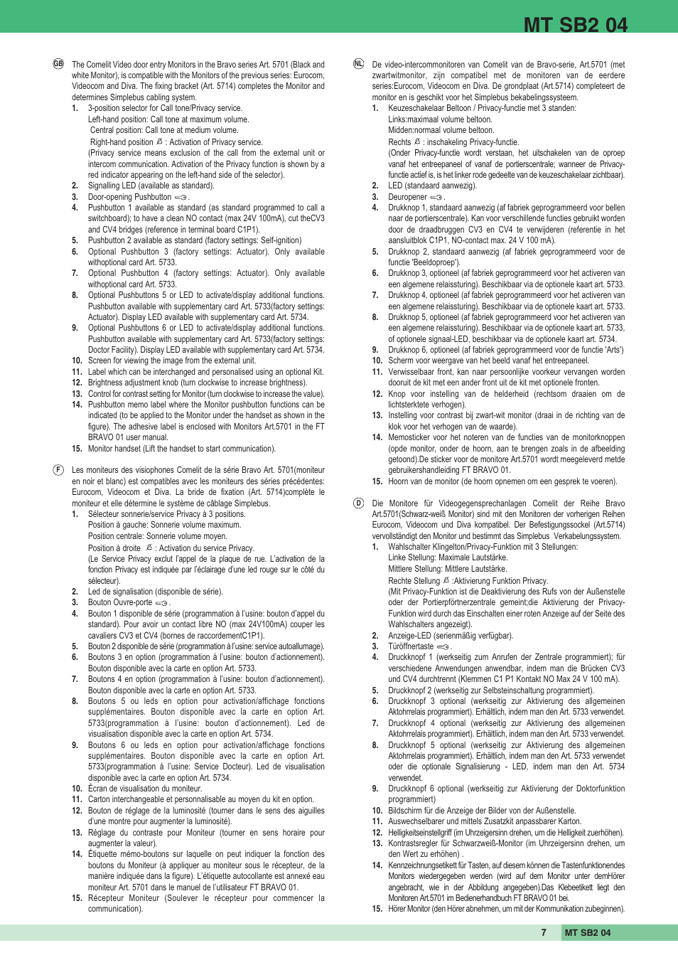 Mt sb2 04 | Comelit MT SB2 04 User Manual | Page 7 / 36