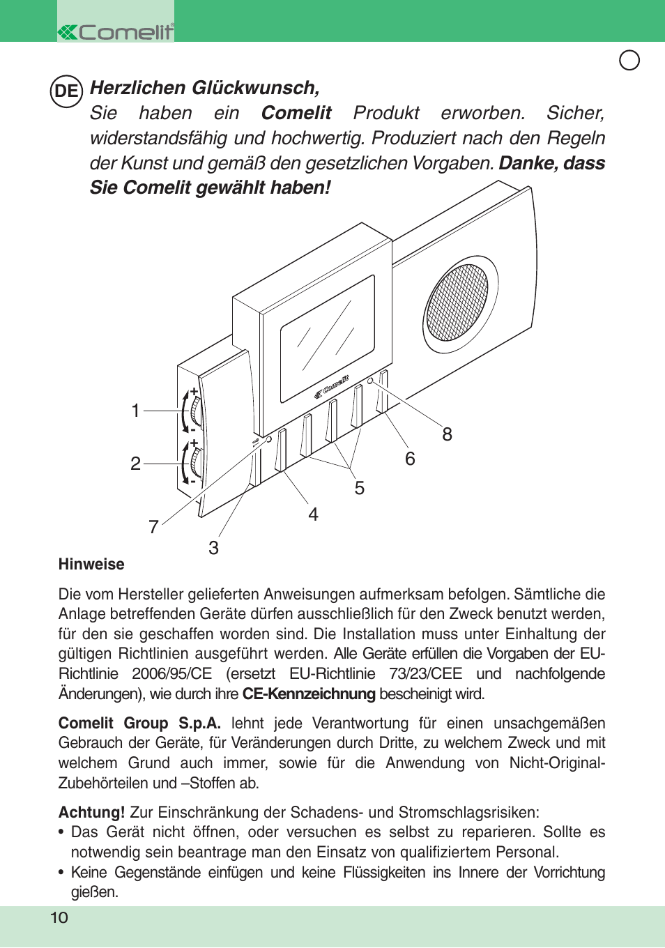 Comelit FT DIVA 01 User Manual | Page 10 / 16