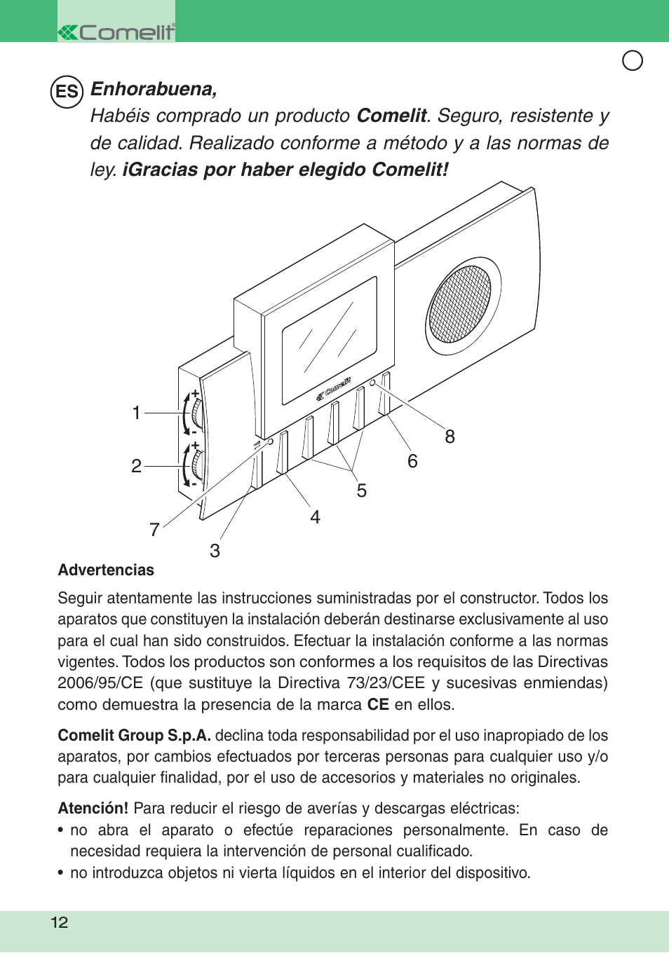 Comelit FT DIVA 01 User Manual | Page 12 / 16