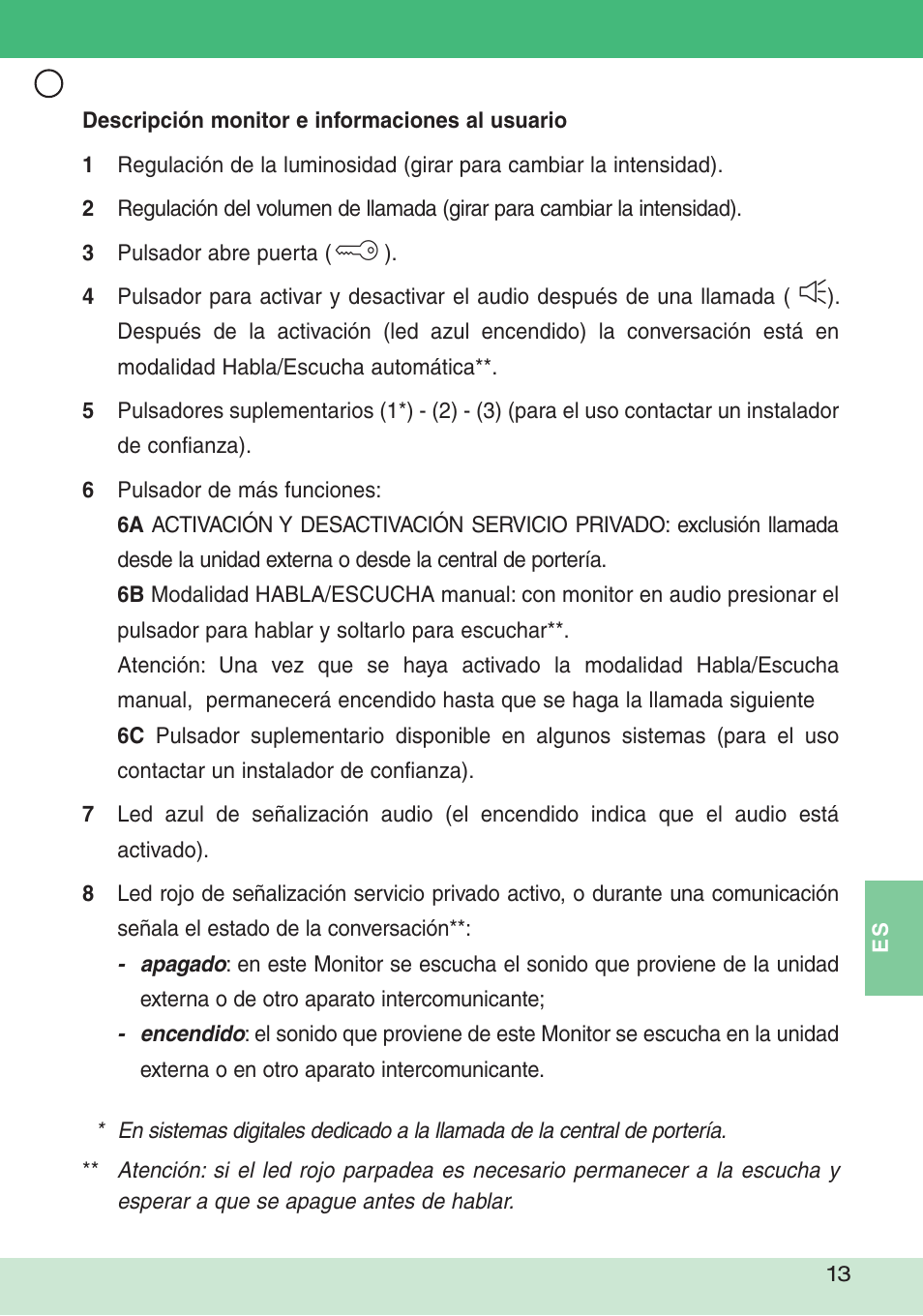 Comelit FT DIVA 01 User Manual | Page 13 / 16