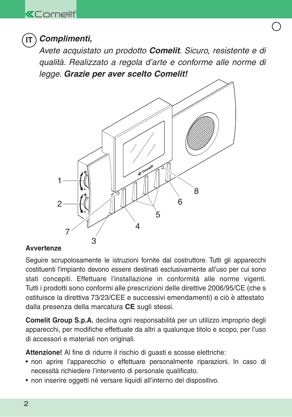 Comelit FT DIVA 01 User Manual | Page 2 / 16