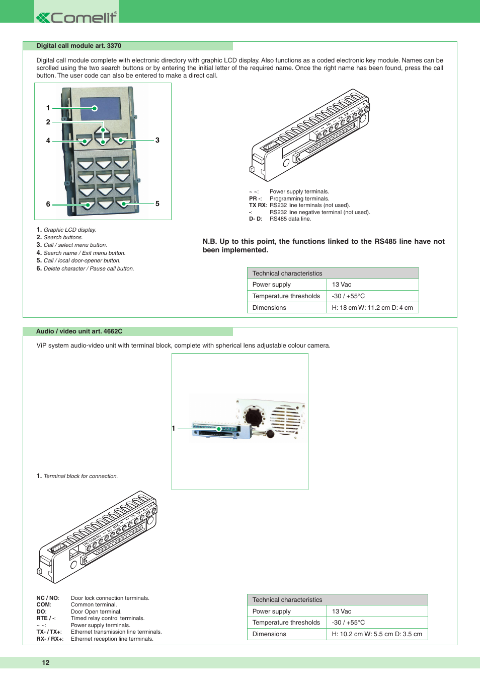 Comelit MT VIP SYSTEM User Manual | Page 12 / 60