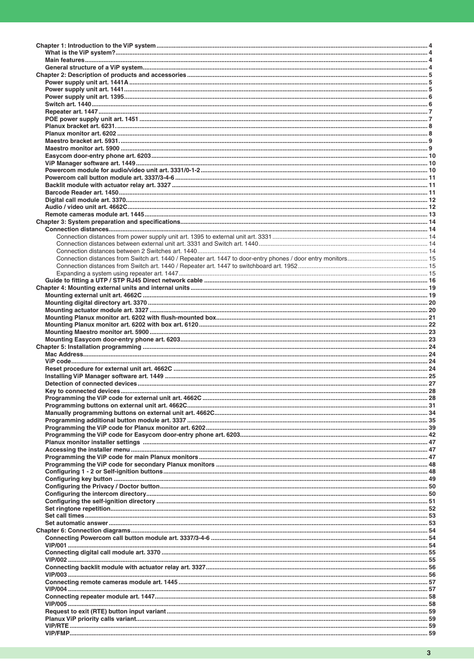 Comelit MT VIP SYSTEM User Manual | Page 3 / 60
