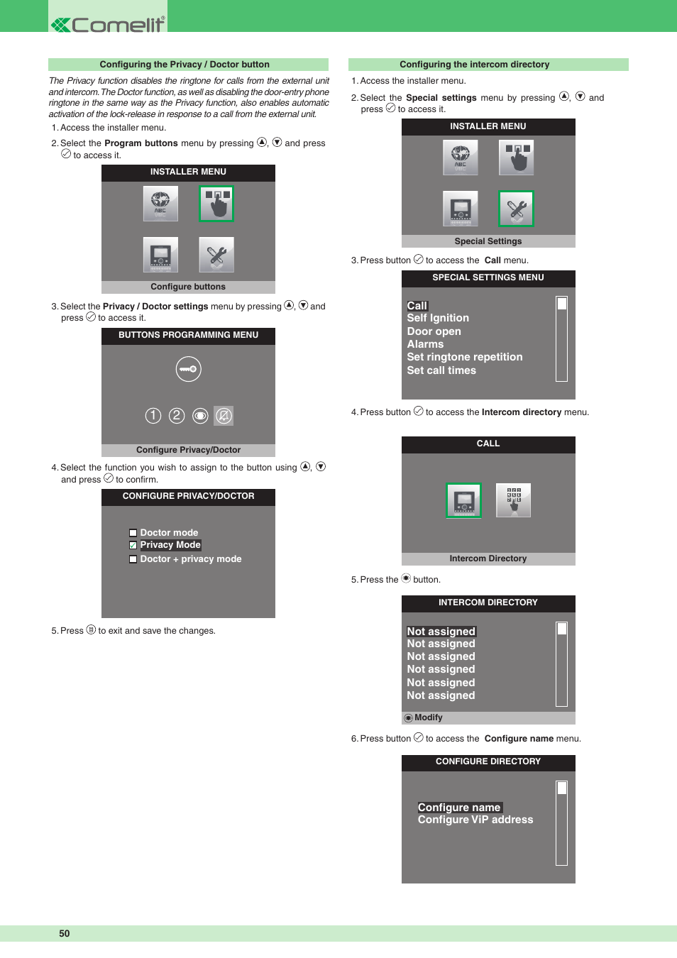 Comelit MT VIP SYSTEM User Manual | Page 50 / 60