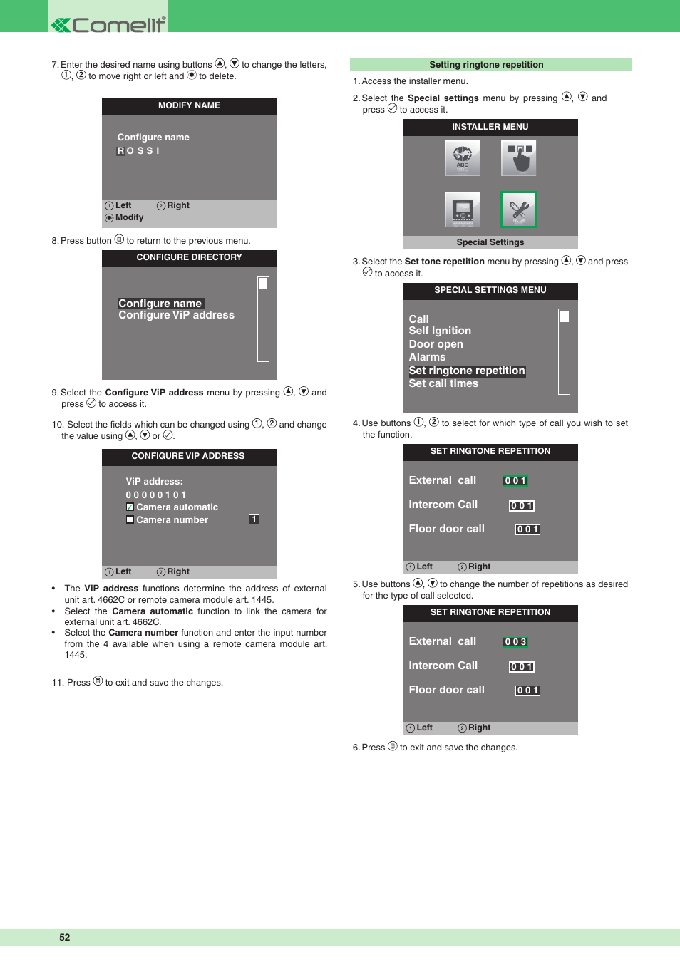 Comelit MT VIP SYSTEM User Manual | Page 52 / 60