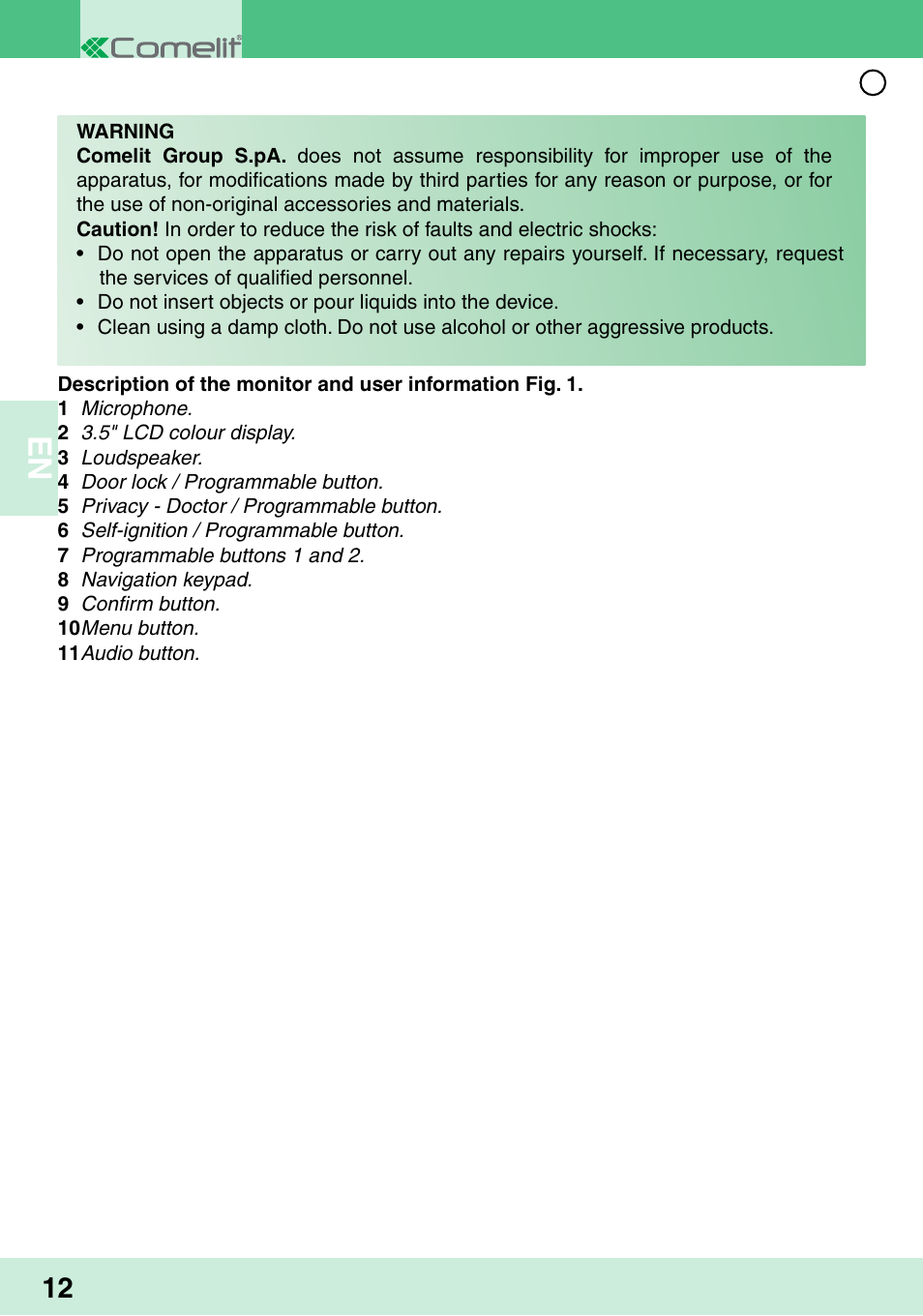 Comelit MU 6202 User Manual | Page 14 / 58