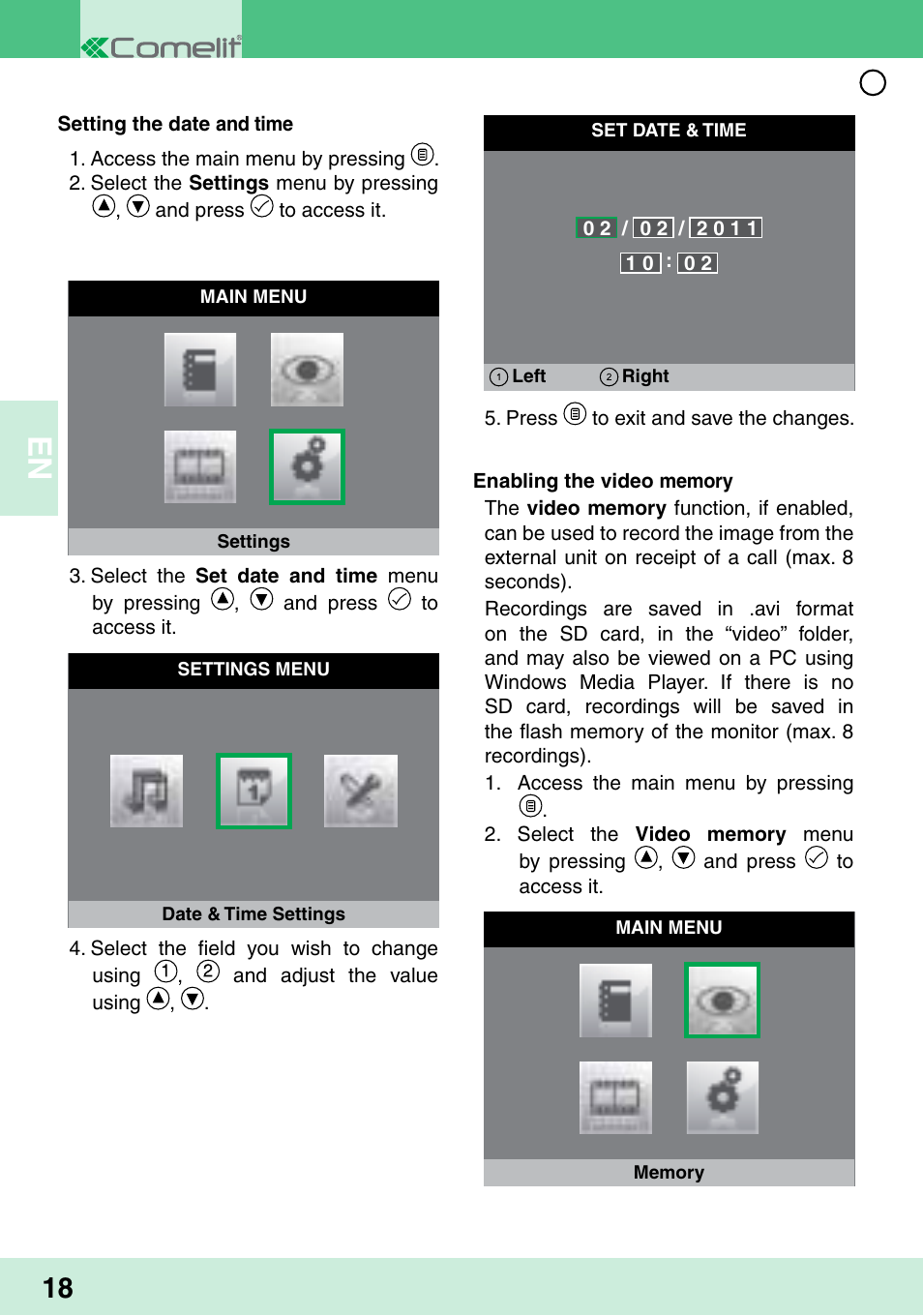 Comelit MU 6202 User Manual | Page 20 / 58