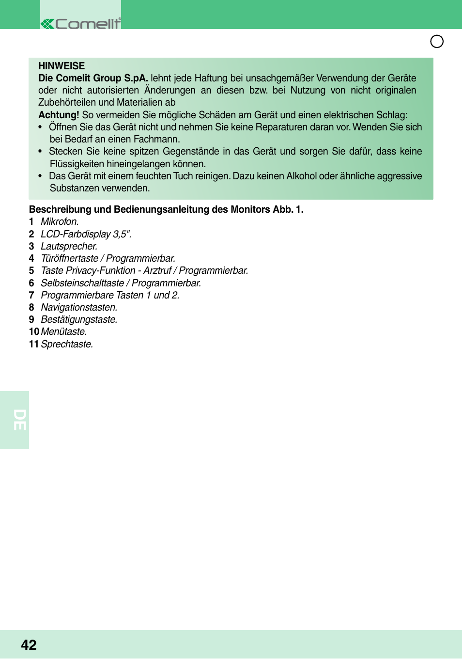 Comelit MU 6202 User Manual | Page 44 / 58